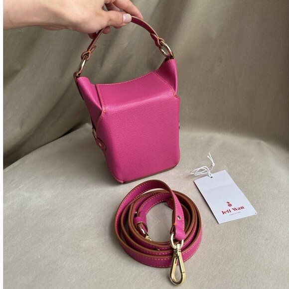 BNWT Jeff Wan Fuchsia Pink Lunch Box Purse W Long Strap - Picture 1 of 10